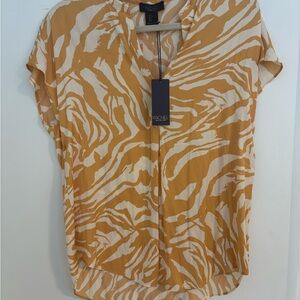 Rachel Women's Zebra Print Blouse - Orange and Cream
